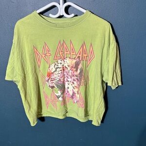 Def Leppard Graphic Lime Green Crop Top